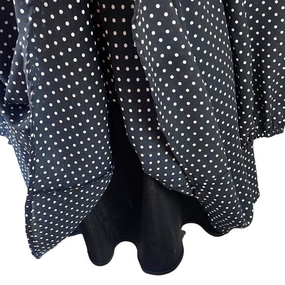 Forever 21 Mini Dress Size M Polka Dot Longsleeve Fit n Flare Open Back Black - Picture 6 of 16